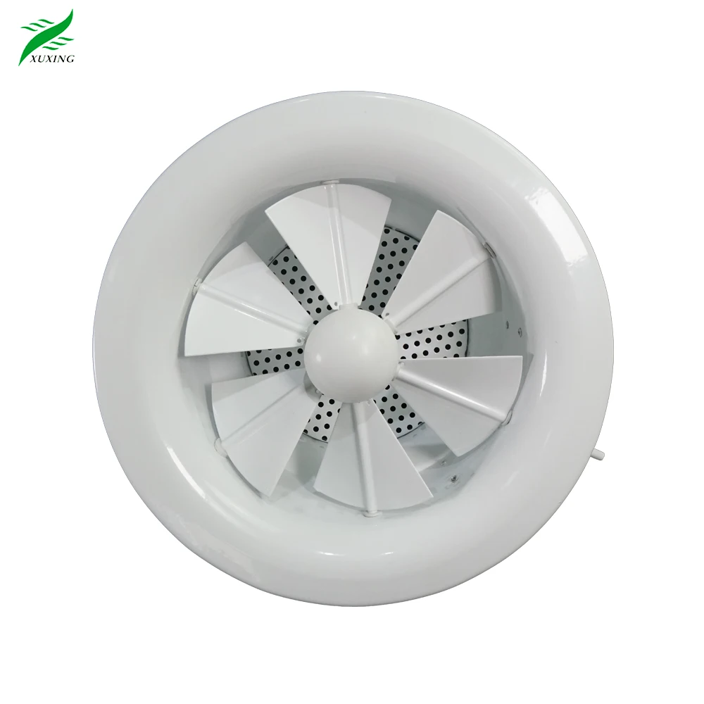 Hvac Ventilation Ceiling Adjustable Blade Air Volume Diffuser Aluminium Round Swirl Air Diffusers