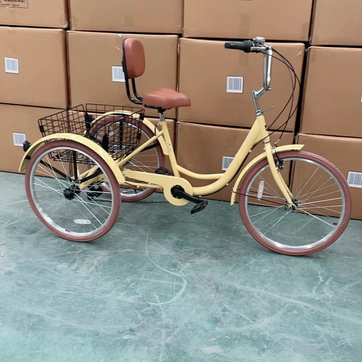 Human pedal adult cargo bike Pedicab OEM elderly leisure rickshaw tricycles bike 3 wheel tribike with rear basket