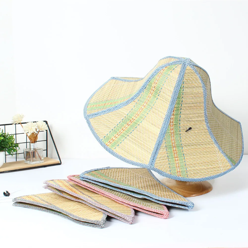 Summer Fishing Straw Hat Foldable Straw Sun Cap Visor Hat Fishing Fold Visor Fishing Farmer 6 Panel Straw hats