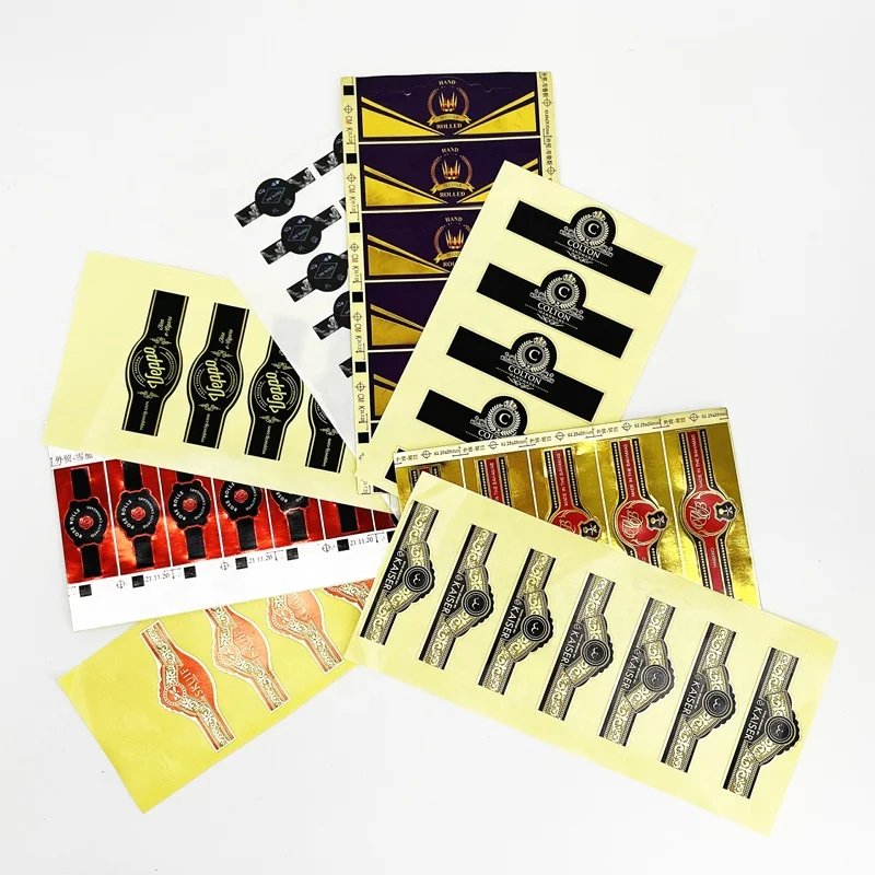 Custom High Quality Cigar Ring Sticker Labels Gold Foil Stamping Embossed Cigar Band Label