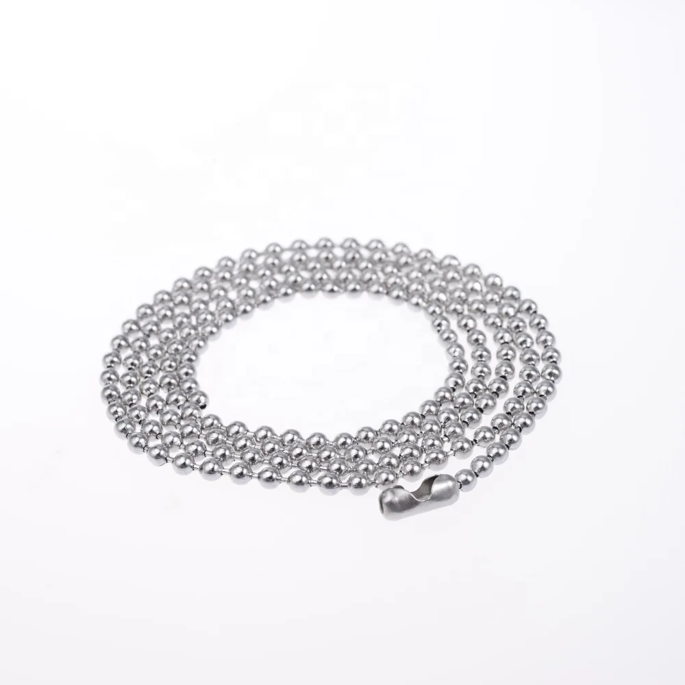 Waterproof Metal bead chain necklace,stainless steel roller ball chain,3mm bead ball chain
