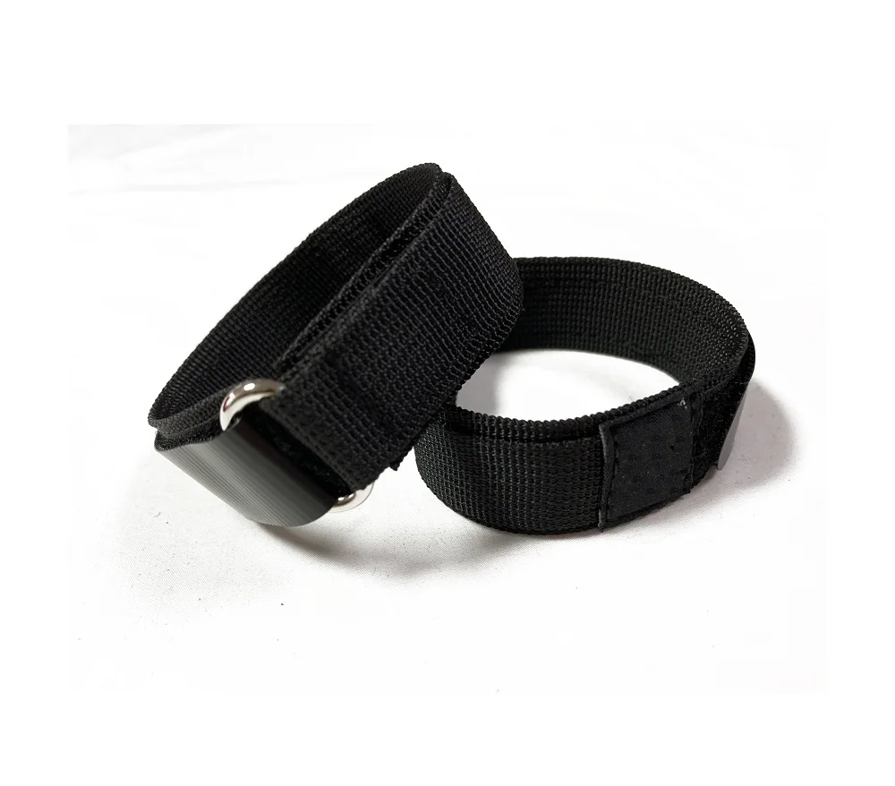 Hook Loop Sport Watch Strap 25mm Nylon Straps Black Fastening Watchband