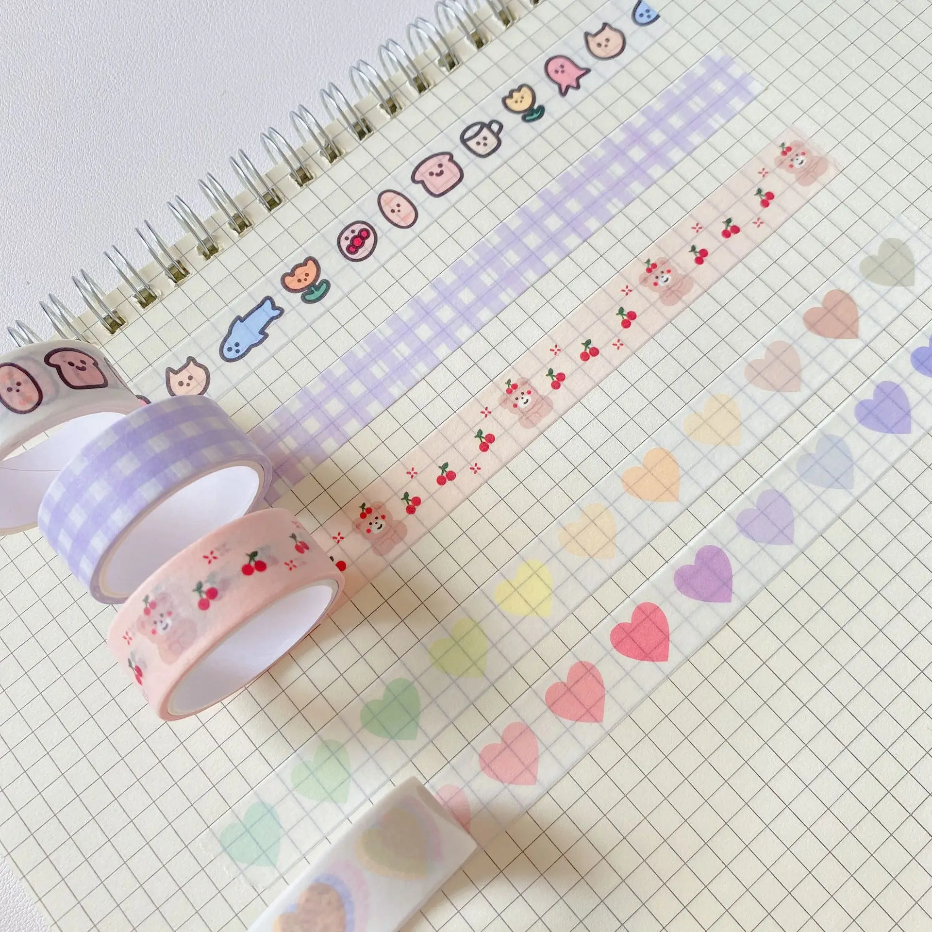 Korean INS Love Heart Adhesive Tape Cute Cartoon Tape Decoration Hand to Tear Stickers