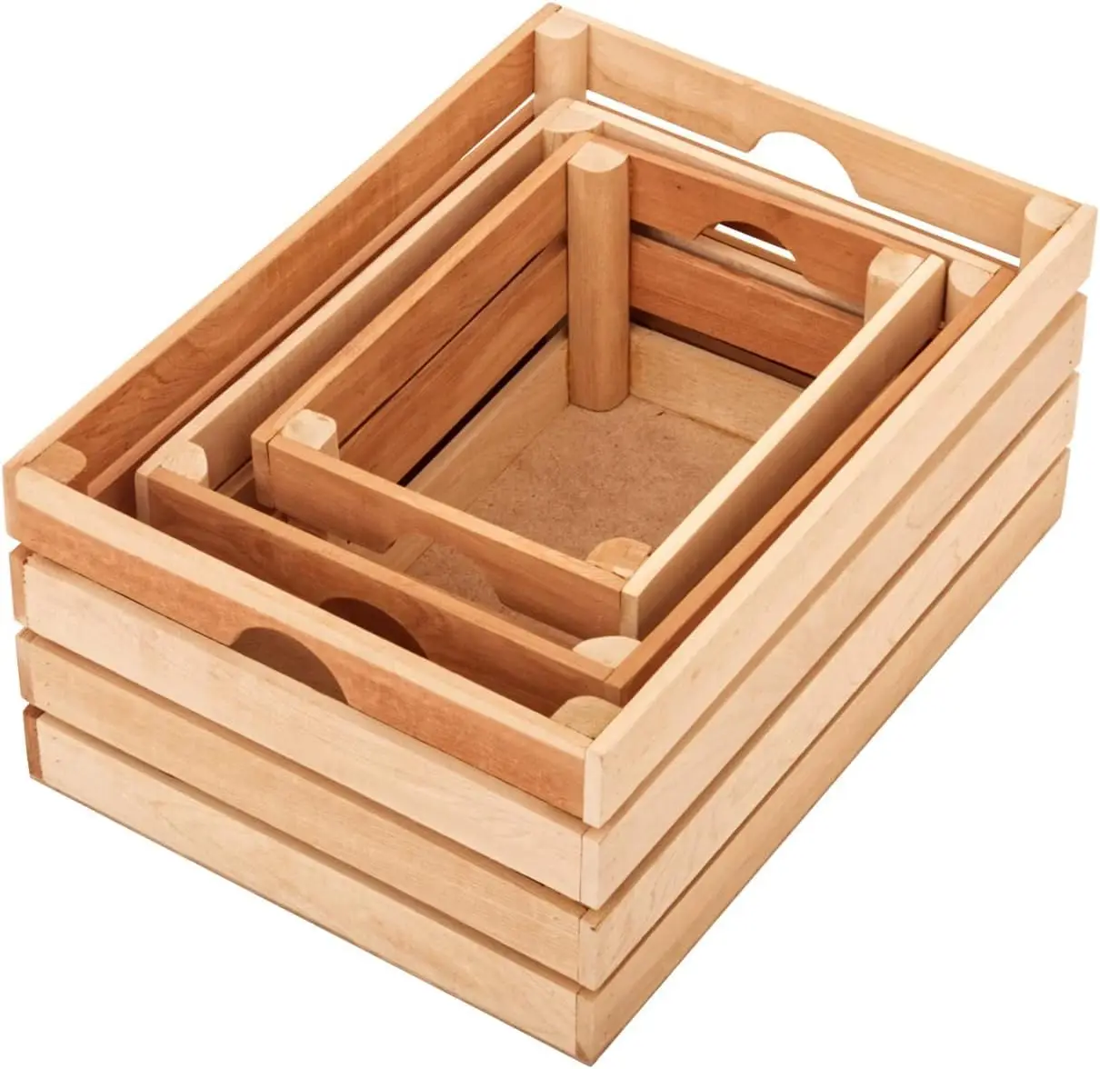 Rustic Wood Crates for vintage decorative display, Nesting Crate set for storage and farmhouse style decor, wooden boxes