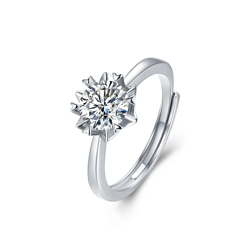 Jewelry VVS Moissanite Diamond Ring 925 Sterling Silver Engagement & Eternity Shape Rhodium Plated Wedding Party Anniversary