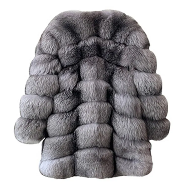 Женское меховое пальто средней длины, элегантное теплое пальто из лисьего меха, зима 2022