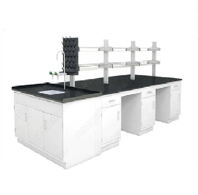 C frame lab island table with reagent rack drawers physical chemistry medical lab furniture for school and food lab
