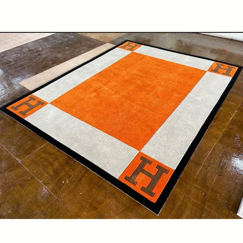 high quality high brand customized logo carpets living room large dining room area rug orange color whole sale carpet price