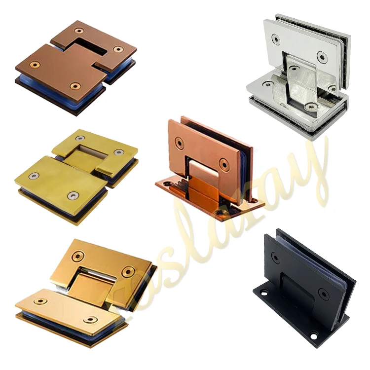 Shower Door Hinge Glass To Wall Hardware Bathroom Corner Screen Pivot Adjustable Stainless Steel Appearance Brass 90 180 Degree