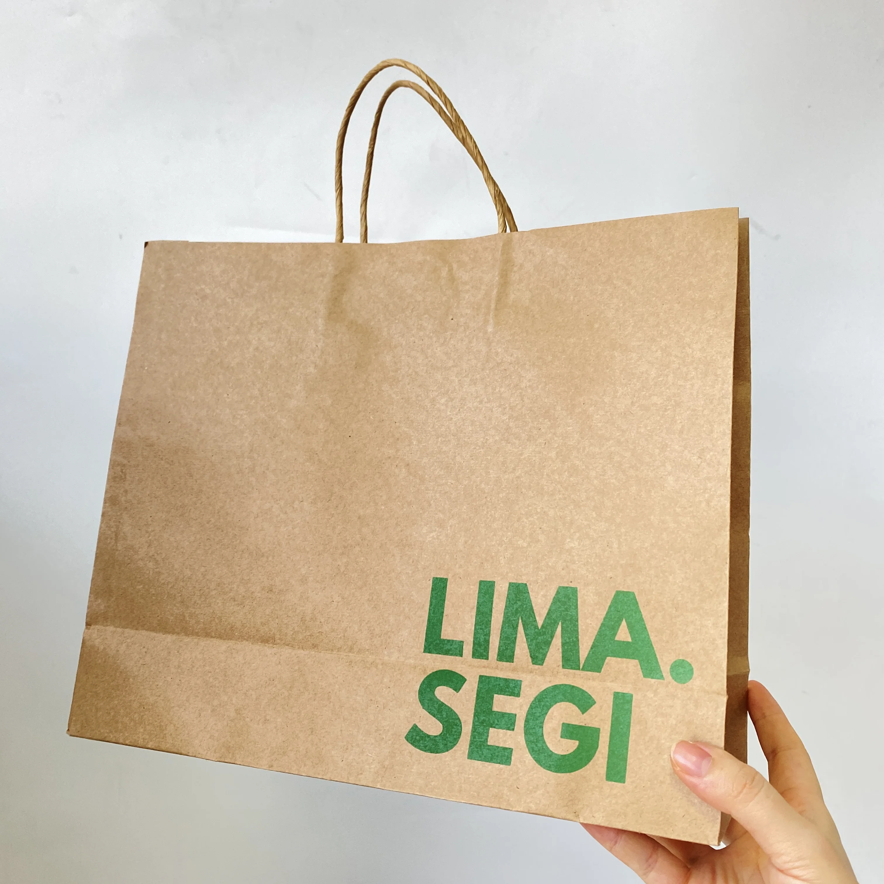 Recyclable and environmentally friendly reinforced handle technology paper bag custom printing logo brown kraft paper bag