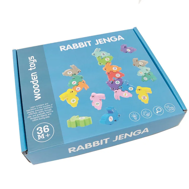 Kids Wooden Balance Game Rabbit Stacking Building Blocks Toys Children Hand-eye Coordination and Balance Ability Training Aids