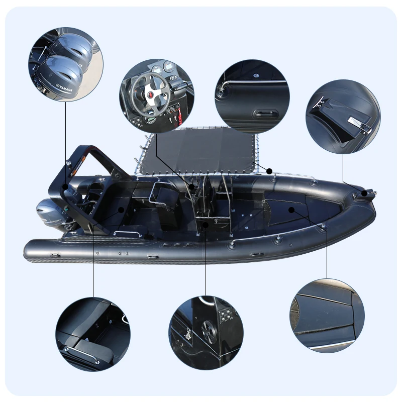 Haote  RIB 760 Aluminium Hull Orca Hypalon Cruising Inflatable rib Boat For Sale