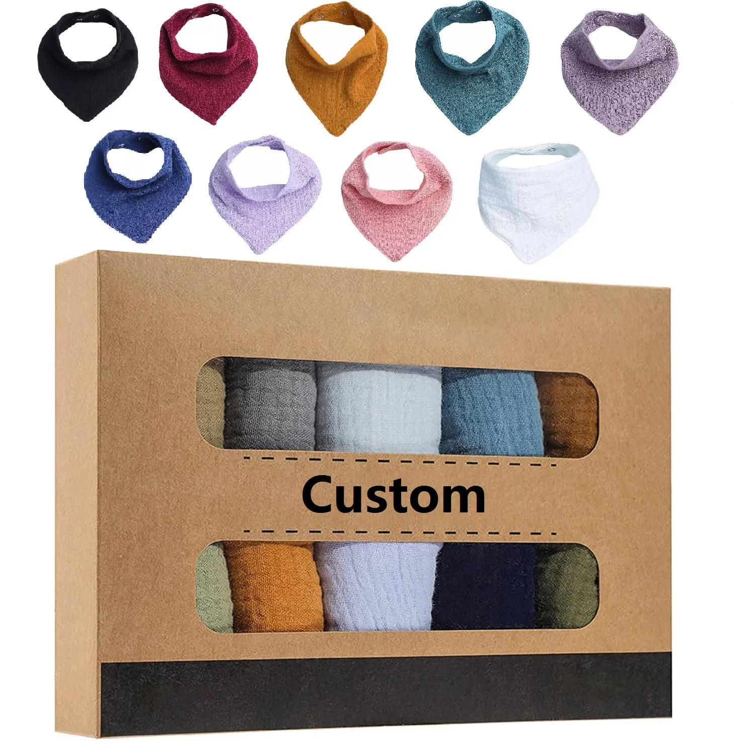 Высококачественные яркие простые белые детские нагрудники из органического муслина в европейском стиле