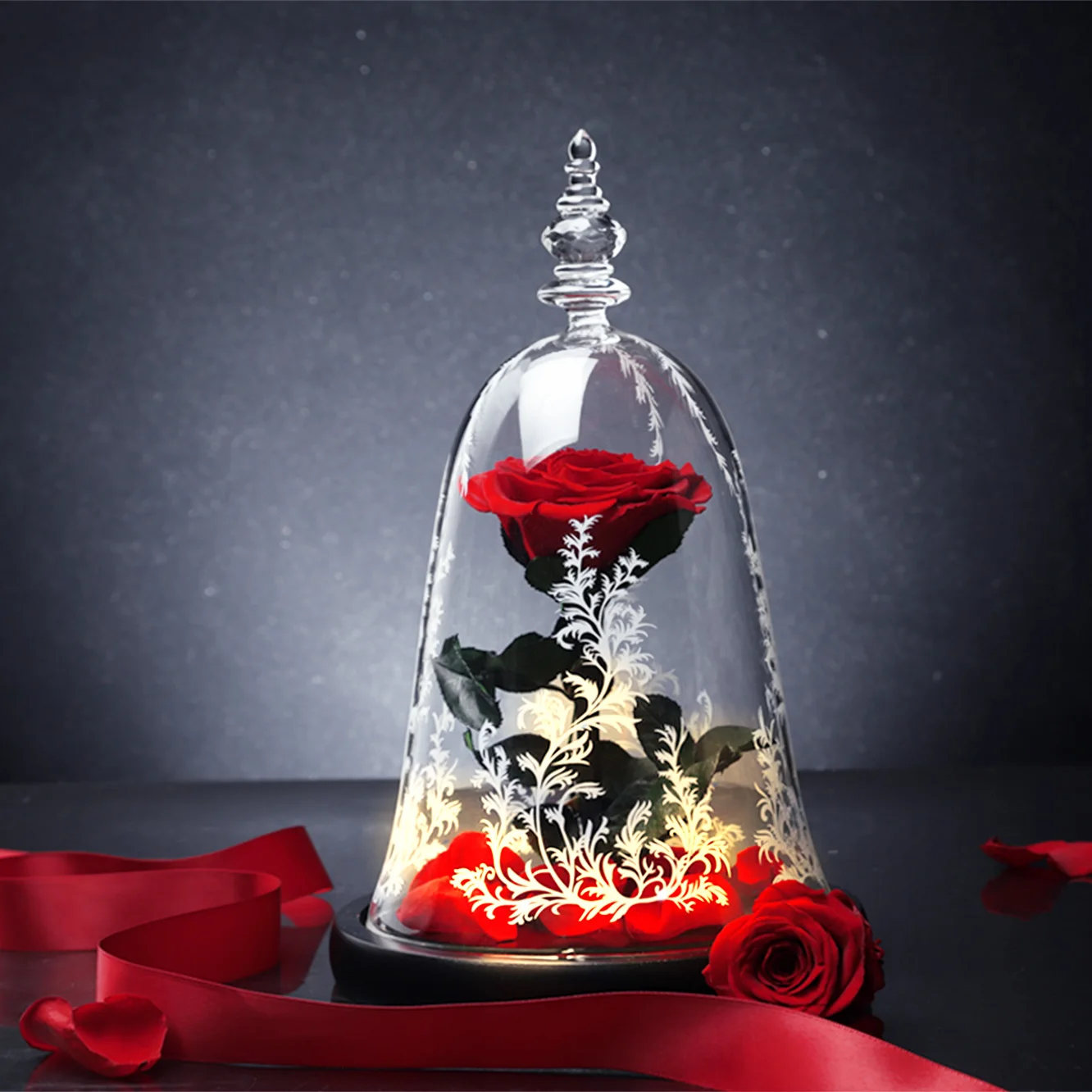 Beauty And The Beast Premium Infinity Forever Every Love Long Lasting Roses Gift Box Preserved Rose In Glass Dome For Her