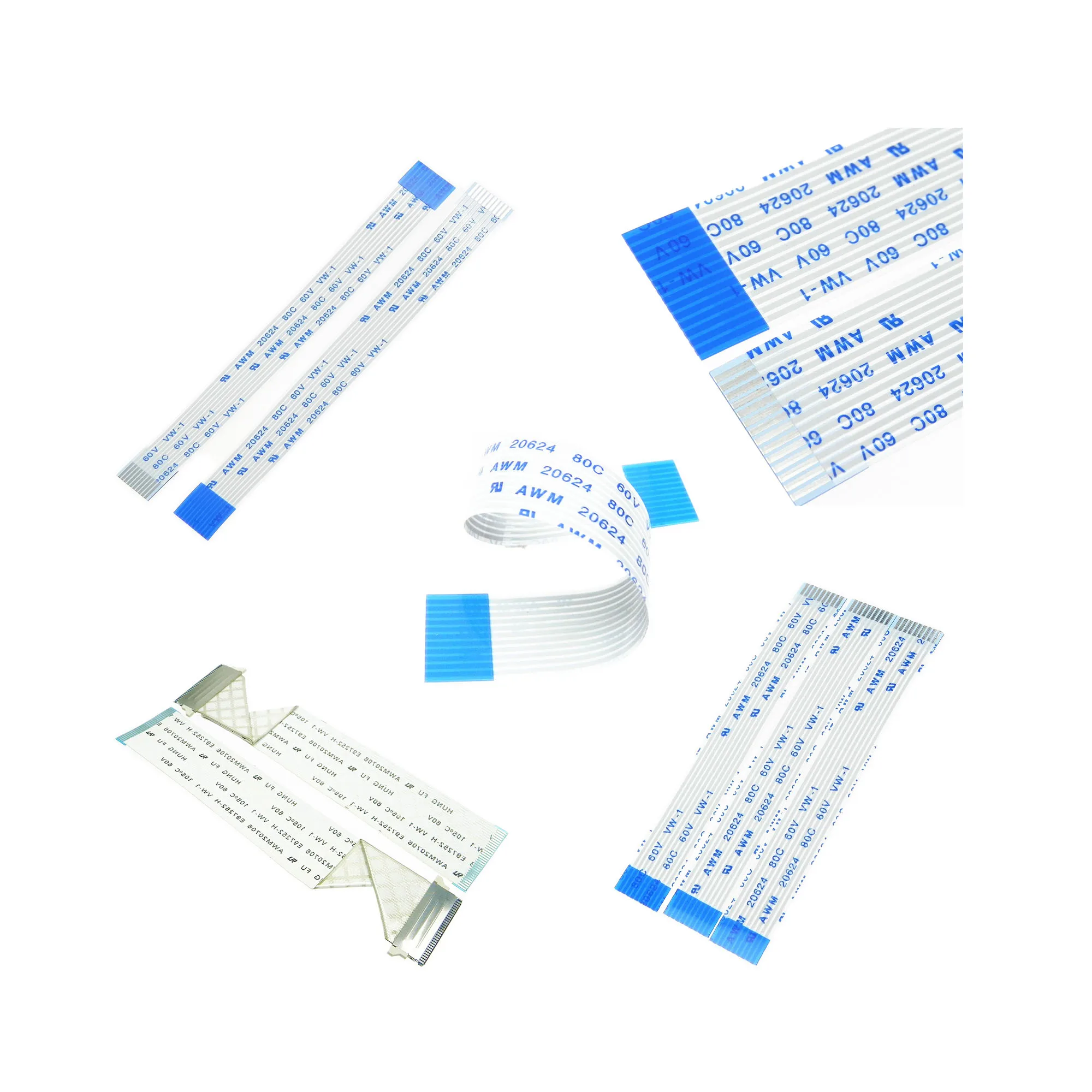 Customize Pin 0.5/1.0mm Pitch AWM 20624 80C 60V VW-1 Flexible Flat FFC Ribbon Cable