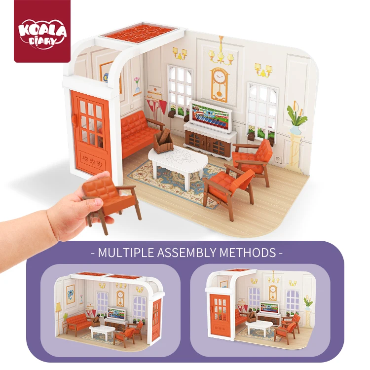Koala Diary DIY Dollhouse with Kitchen Toys, diy dollhouse miniature, mini dollhouse miniature wholesale