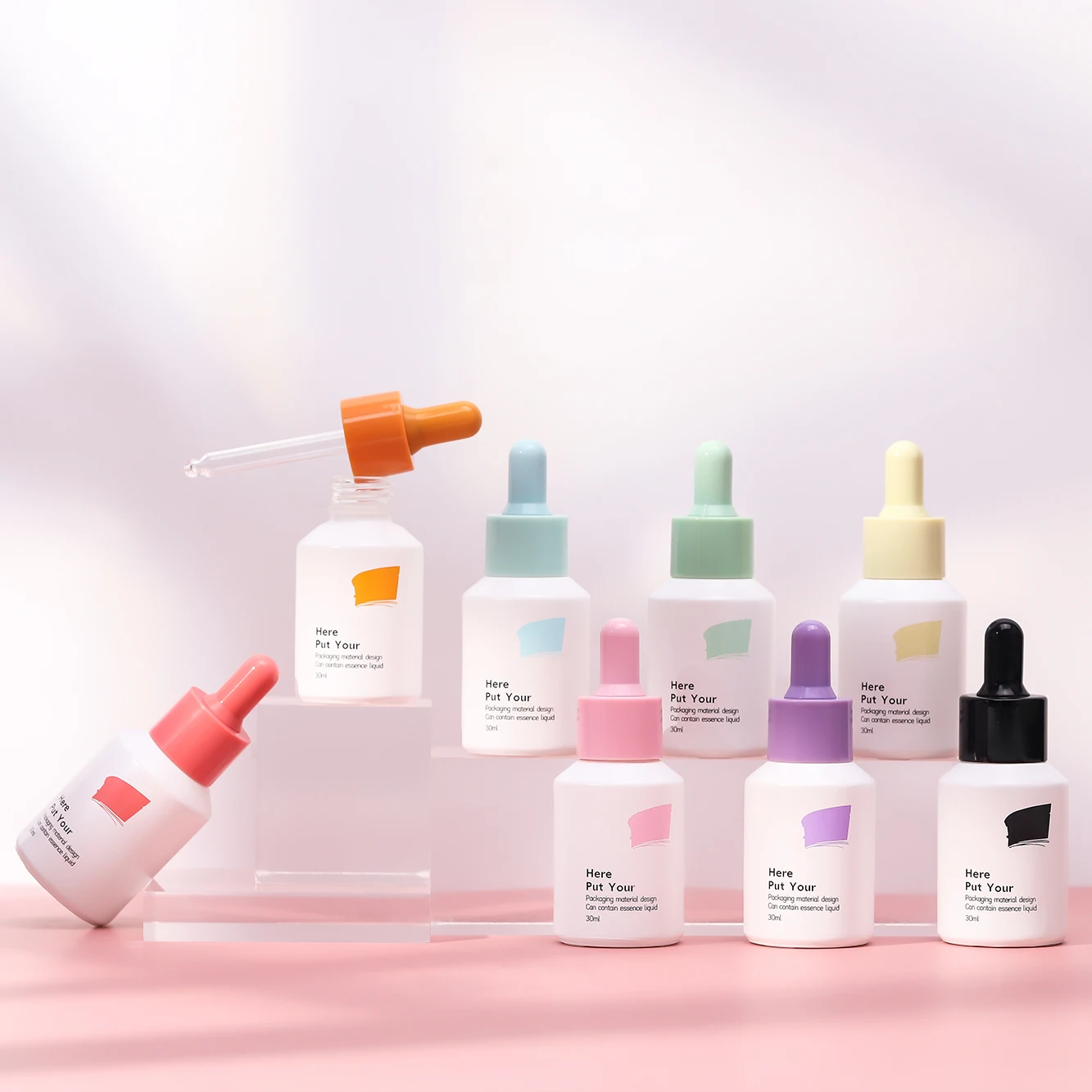 In Stock Color 30 ml white Glass Dropper Bottle 30ml Dropper serum glass bottle essence dropper bottle skin care essence oil