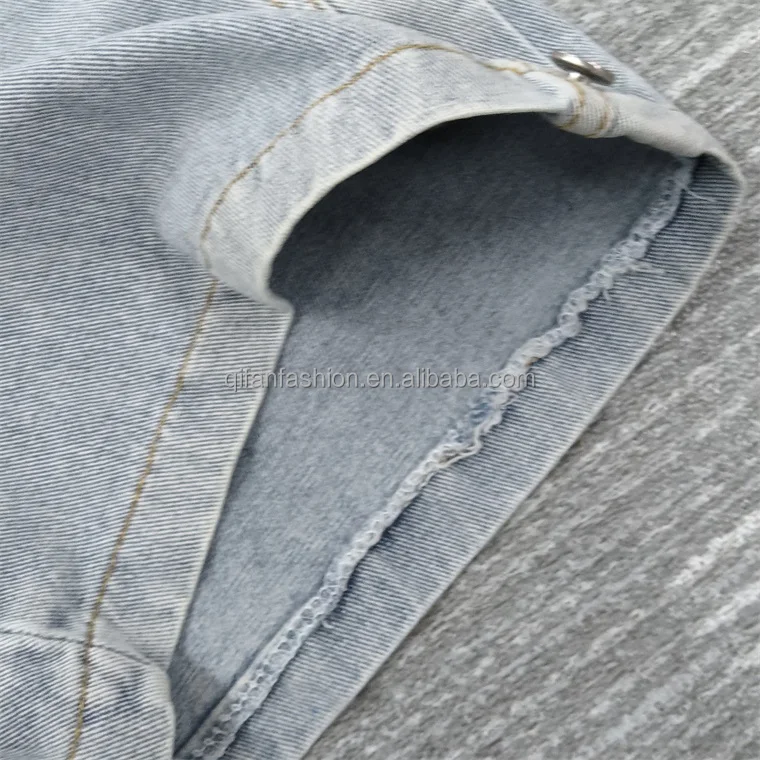 Custom Oversized Jeans Side Buttons Fade Wash Denim Shorts for Men