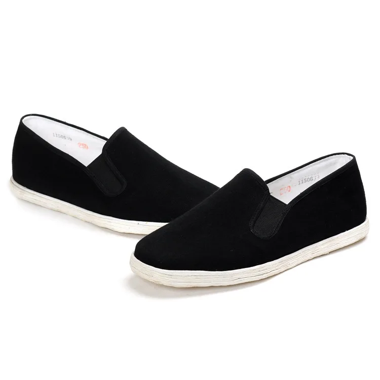 
Pure handmade thousand-floor non-slip old Beijing shoes elderly cloth men casual level with pure black canvas shoes men 