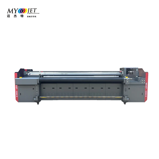 Myjet 3.2m UV Hybrid Inkjet Printer Large Format Roll to Roll UV Printer On Leather Wallpaper Canvas Printer