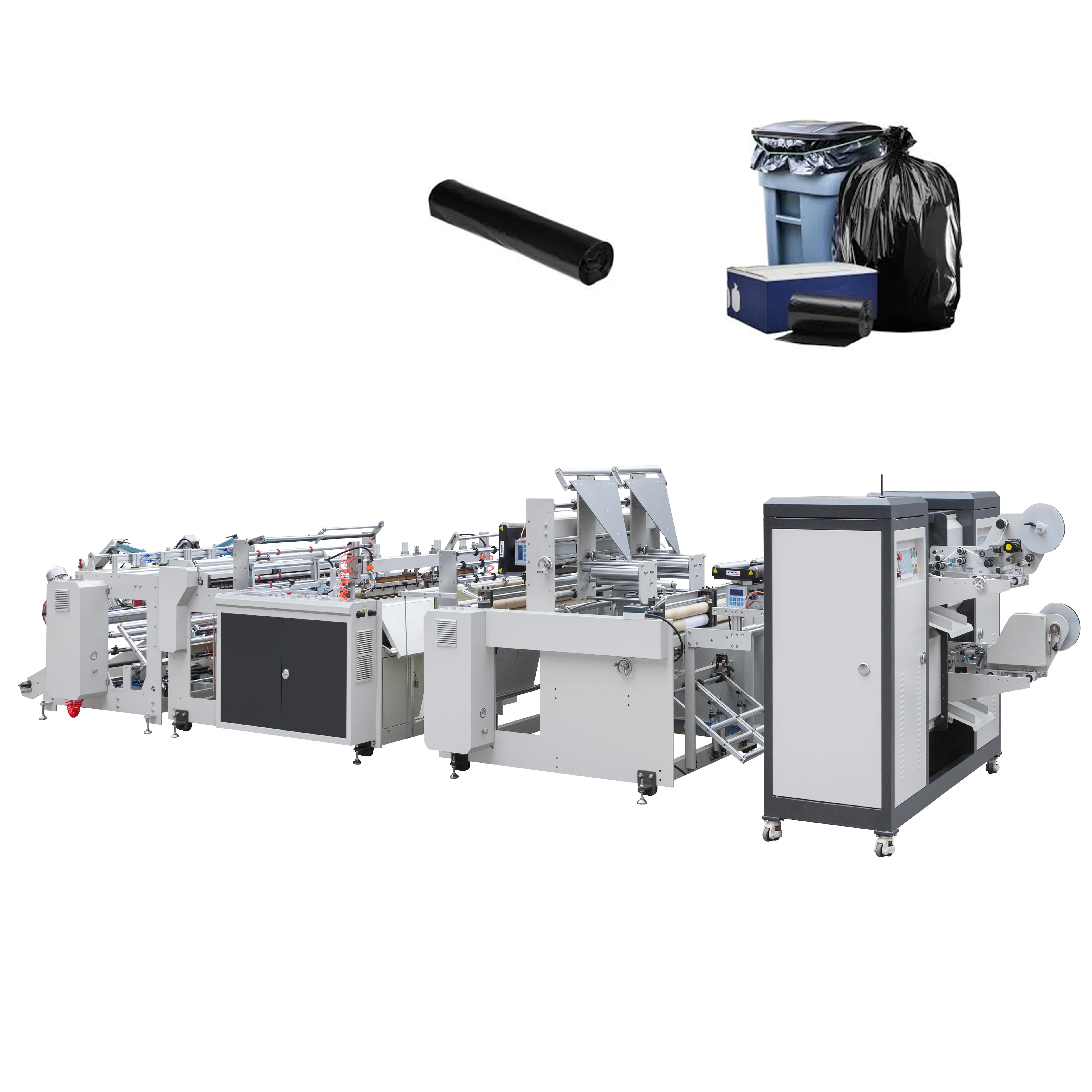 cutting machine plastic roll bottom sealing rolling plascti bag making waste sipping plastic bags machines