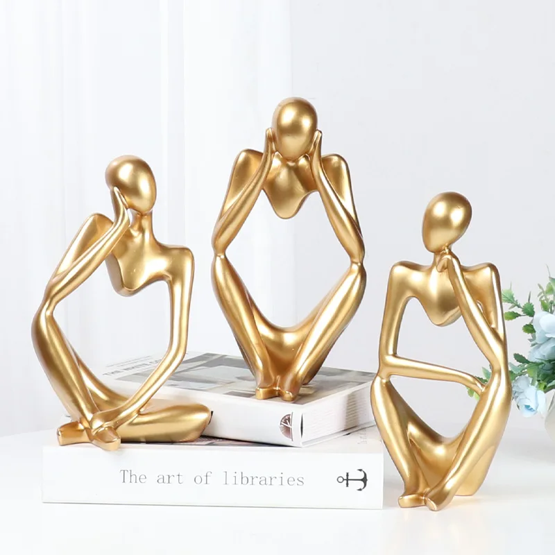 Factory wholesale resin thinker ornaments figurines living room home decorations desk statues modern abstract art