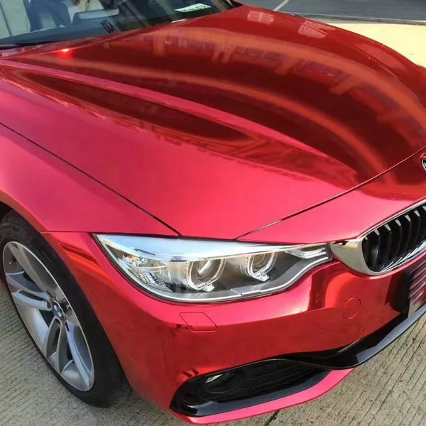 1.52*18M/5*59FT Red Super Stretch Mirror Chrome Film Vinyl Whole Car Body Wrap Film Vinyl Car film