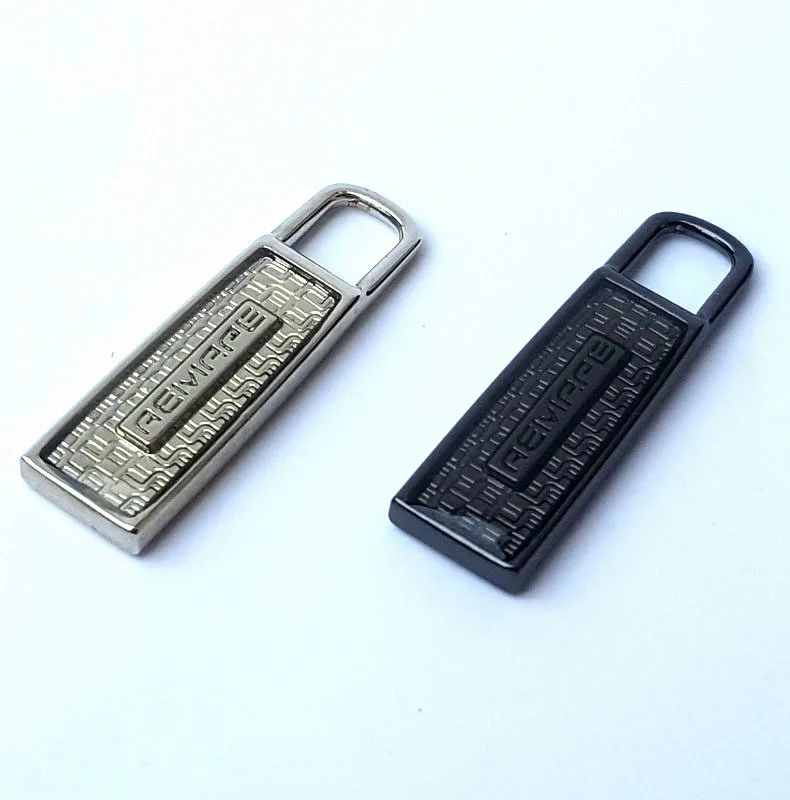 Custom Engraved Logo Metal Brand Zipper Pull Charms, Custom Made Colorful Bag Metal Zipper Slider Puller For Handbag Garment