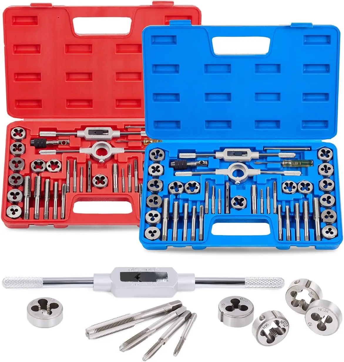 80pc Tap and Die Set in SAE and Metric Sizes, Metric and Standard Tap Set and Die Tool Set for Internal and External Threading