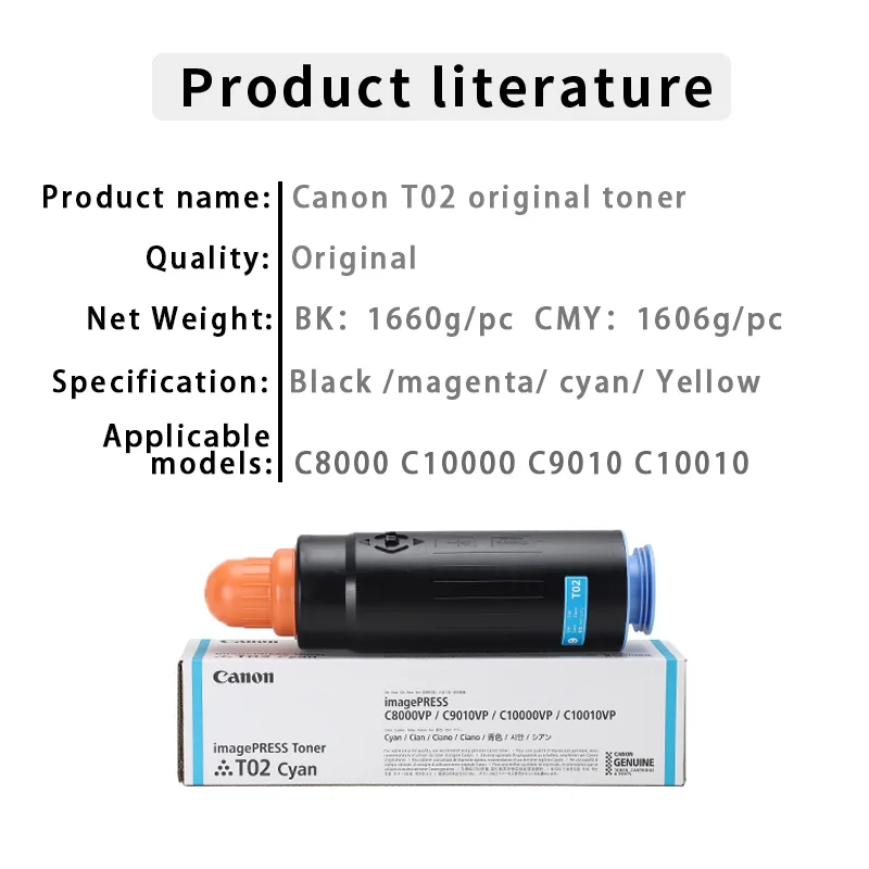 Original for Canon imagePRESS C8000VP C9010VP C10000VP C10010V toner cartridge T02