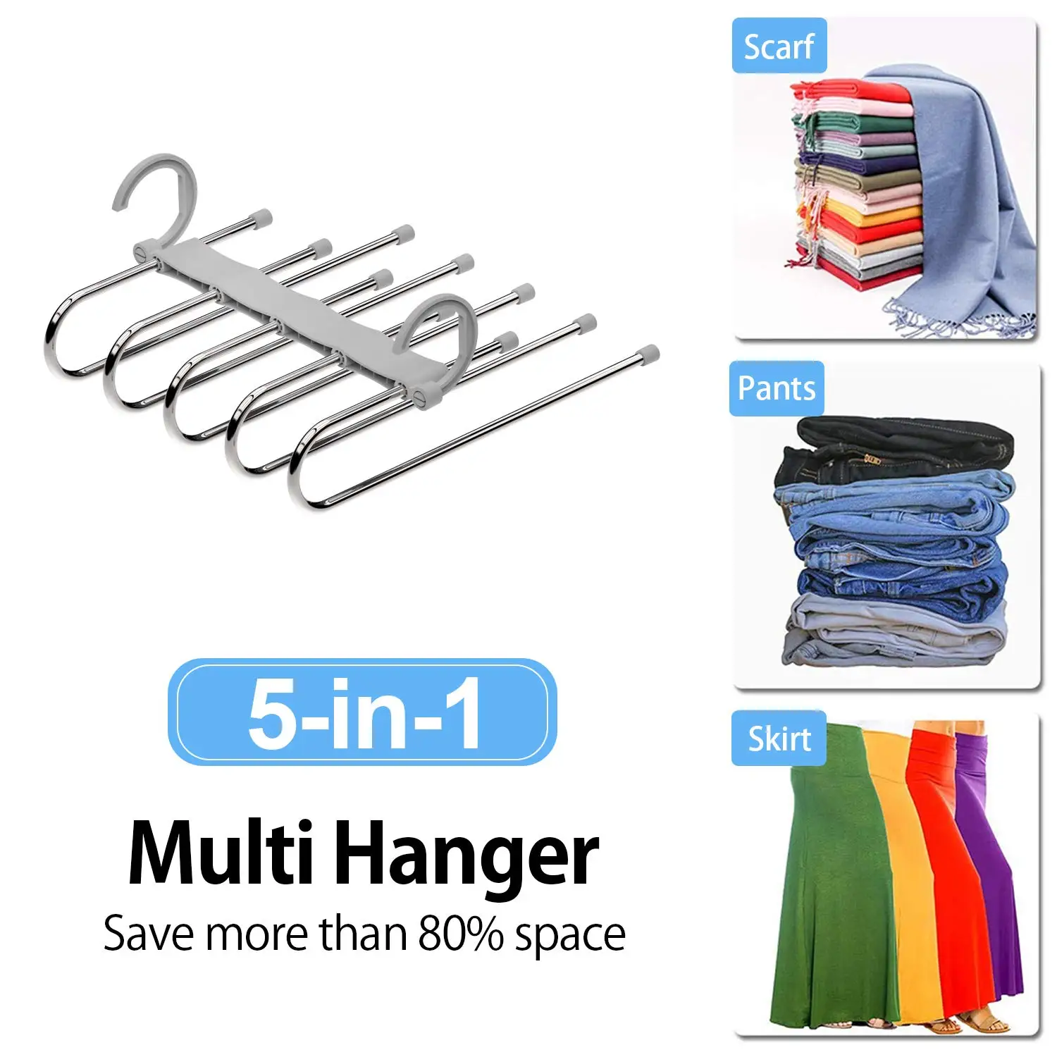 Stainless Steel Saving Clothes Hanger 5 Layers Pants Hangers For Pants Multi-layer Cloth Hanger