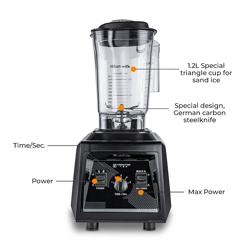 Moulinex Kitchen 1800w Countertop Professional Table Commercial Mixer Crest Blender for Ice Mixer Heavy Duty Silver 2 in 1 Black