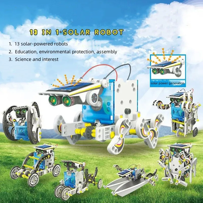 Hot selling DIY13 in 1 scientific experiment puzzle assembly solar robot