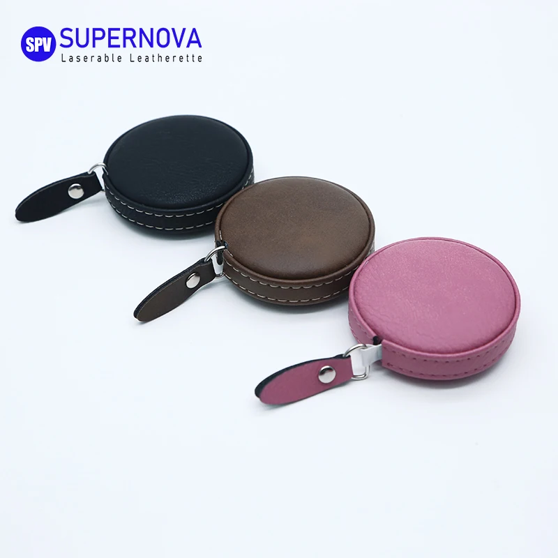 Custom 44 Color Laser Genuine Leather Mini Tailor Cloth Body Measuring Tape Laserable Engraving Leatherette Tape Measure
