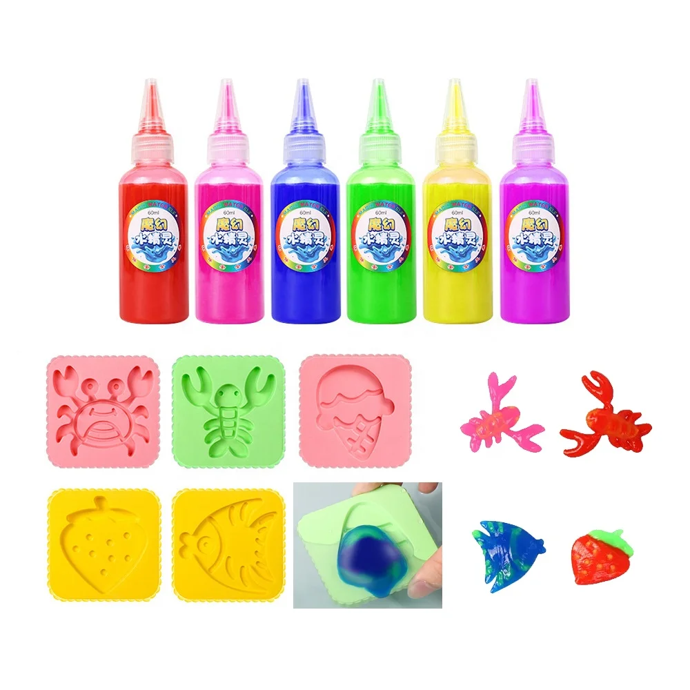 Newest magic water elf toy kit DIY creative colorful gel water sprite handmade water toy for kid with mold and 6 bottle hydrogel