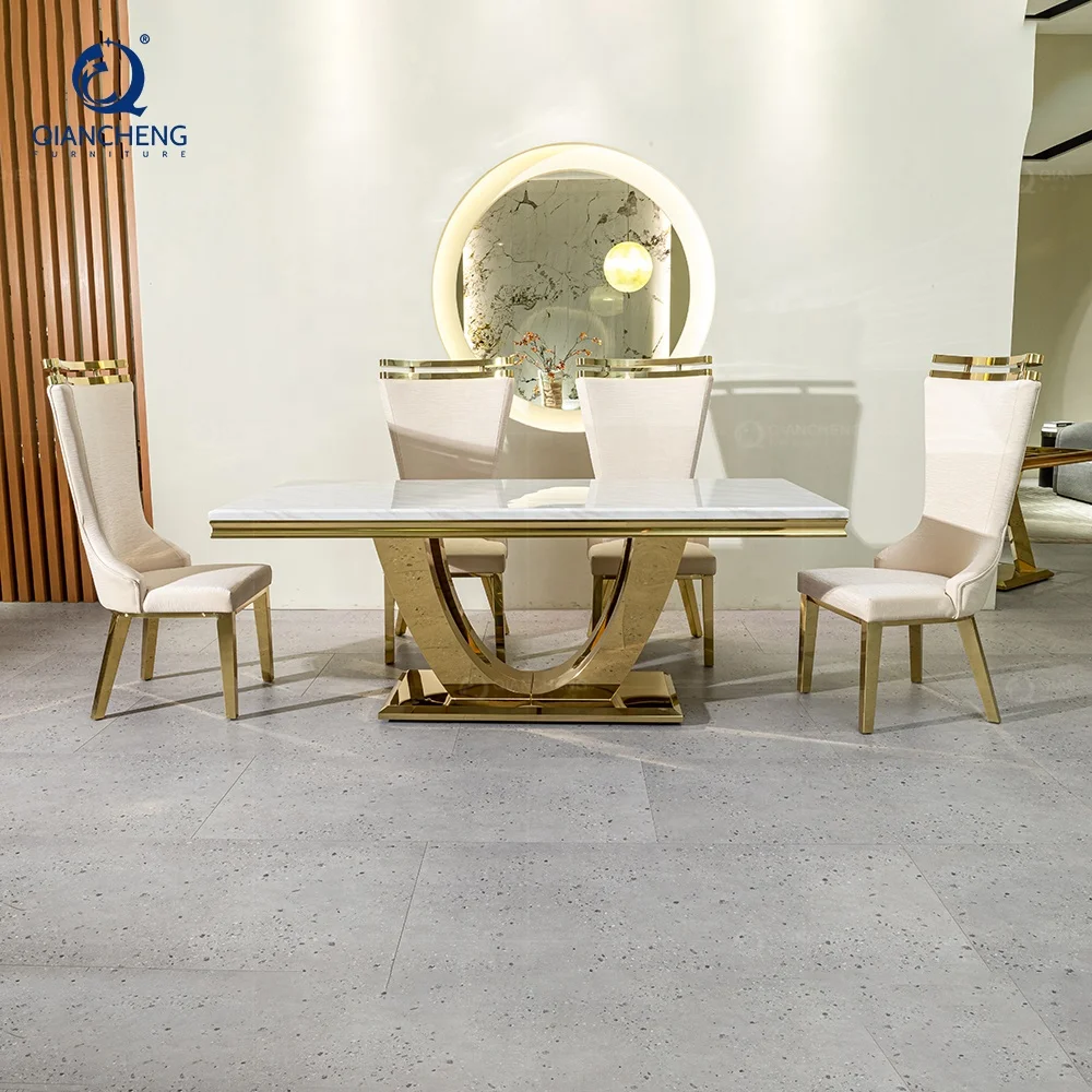 Wholesale dubai top luxury 5 star hotel lobby restaurant commercial furniture manufacturer foshan metal dining room table chair