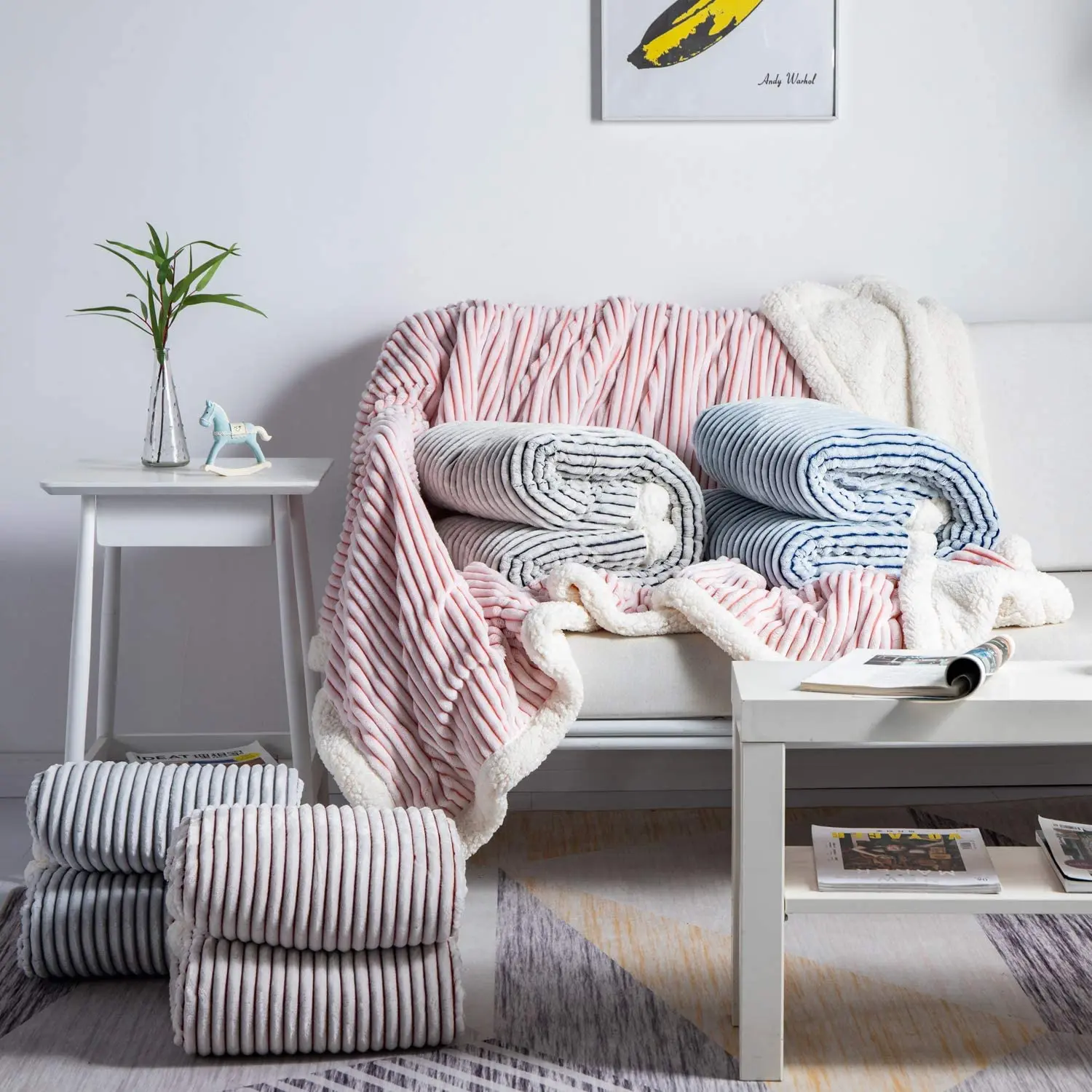 Мягкое одеяло из кашемира ягненка теплое Полосатое постельное белье шерпа плед детские одеяла походные коврики для отдыха на открытом воздухе