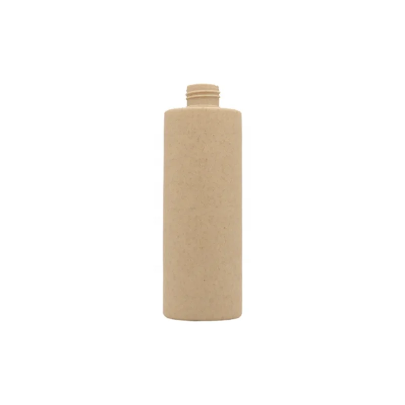 Empty cosmetic packaging recyclable biodegradable plastic bottle 250ml flat shoulder wheat straw plastic pump lotion bottle