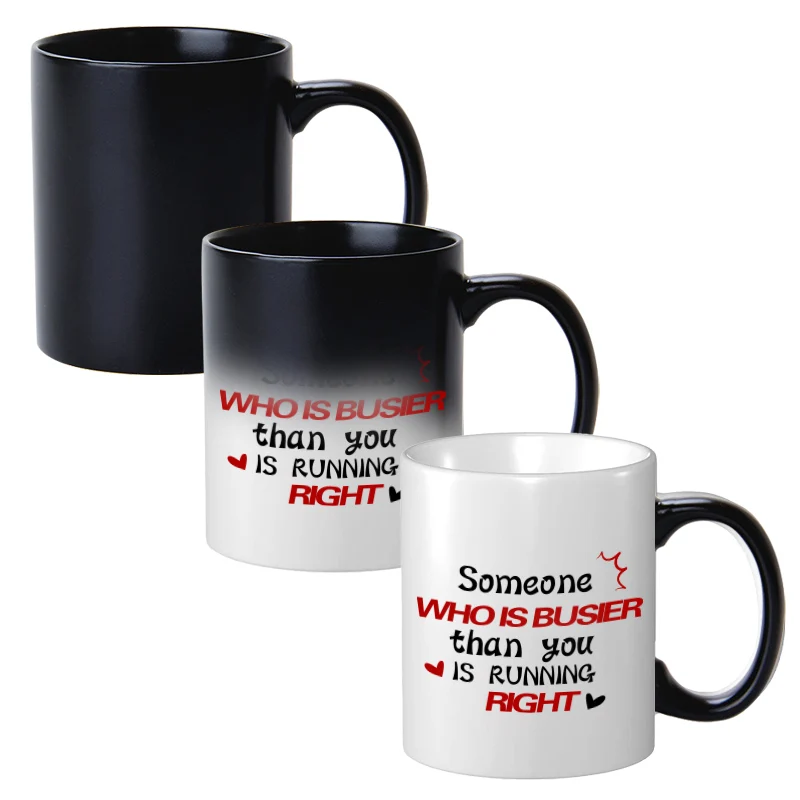 Custom logo 11oz Ceramic Hot Water Sublimation Heat Sensitive Color Changing Magic Mug Coffee Cup Drinkware Porcelain Mugs