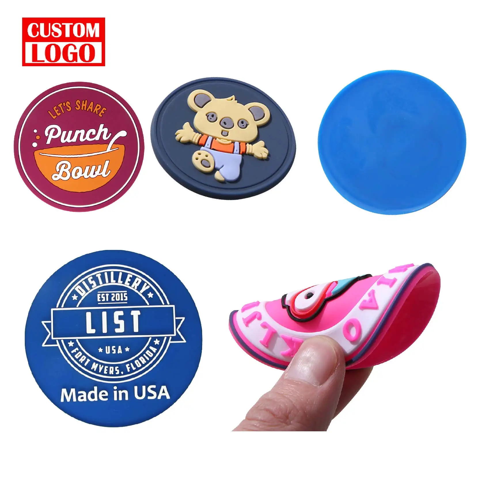 Souvenir Car Coaster Neoprene And Rubber Silicone Cup Mat Custom Silicone Coaster