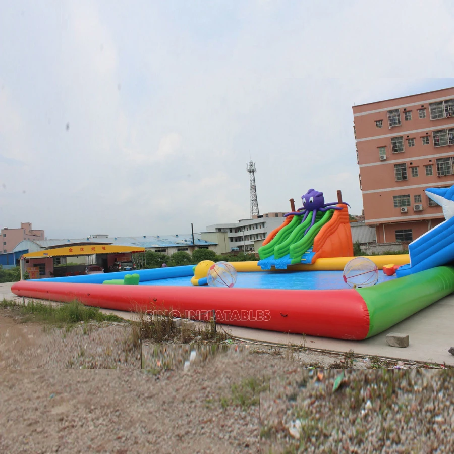 25x20m kids N adults large inflatable swimming pool combined with water park equipments from China Inflatable manufacturer