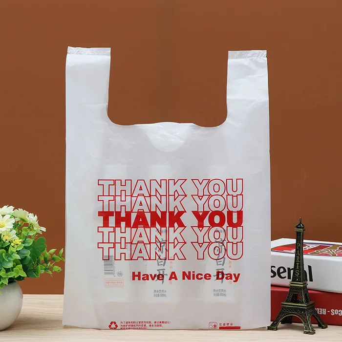 YC HDPE 1000PCS Biodegradable T-shirt Bag Custom Shopping T-shirt Packaging Bag Vest Type Plastic Bags