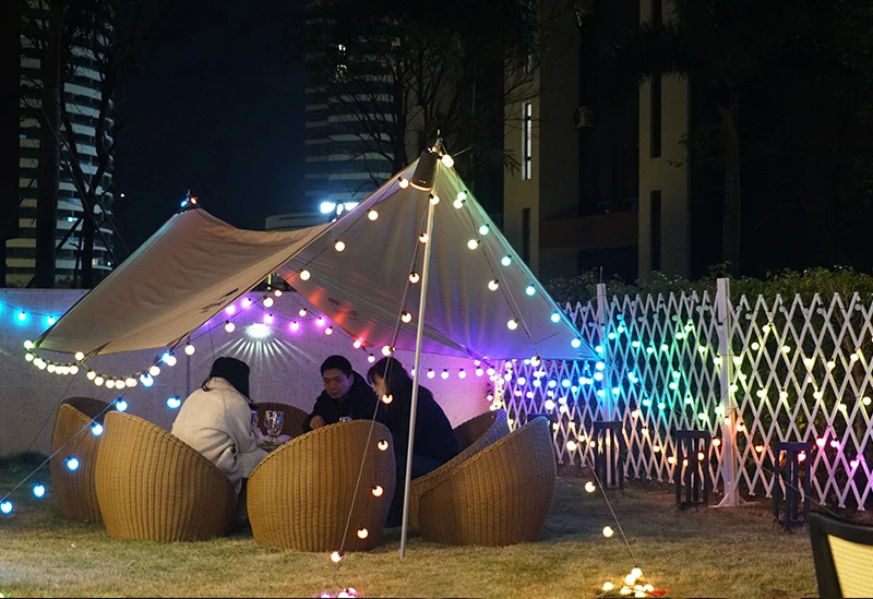 2021 new yard garden party holiday decoration 16.4ft led outdoor string lights ball 25 leds RGB G40 smart led light strings