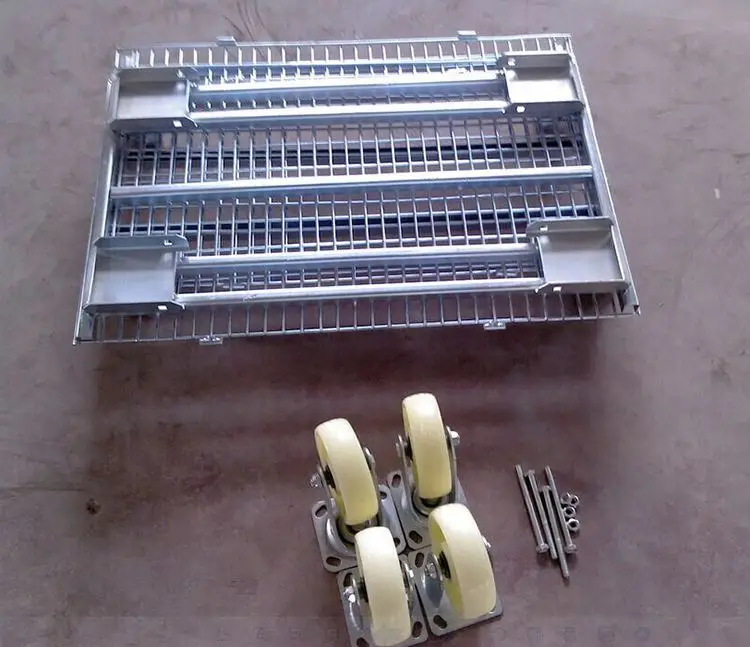 Material Handling Container Rigid Welded Industrial Warehouse Metal Wire Lockable Storage Cage With Wheels