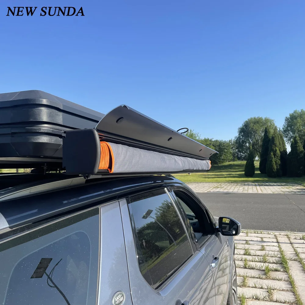 Outdoor retractable car roof side awning for sun shelter