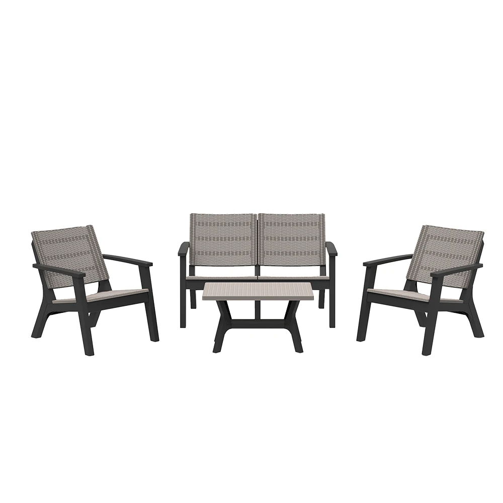 SUKK Garden Furniture Outdoor Indoors Plastic Sofa Set For Farmhouse