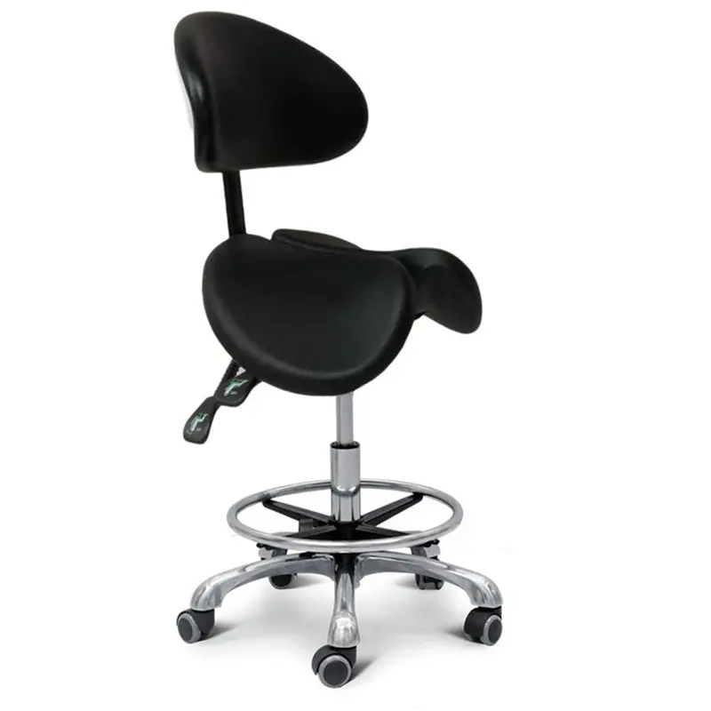 Lab Dental Operator PU Leather Dentist Ergonomic Saddle Stool For Dental Chair