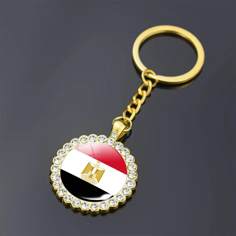 South Africa India Congo Sudan Morocco Libya Guinea Zambia National Flag Keychain Crystal Jewelry Diamond Golden Key Chain