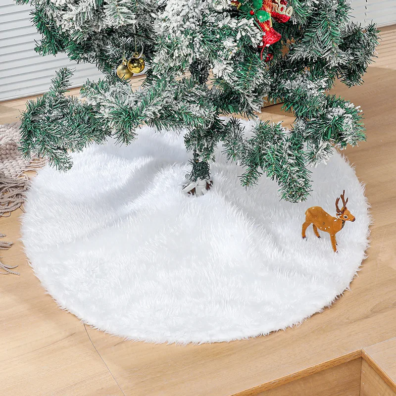 OEM Wholesale Custom Xmas Tree Carpet Mat Cover Plush Faux Fur White Christmas Tree Skirt