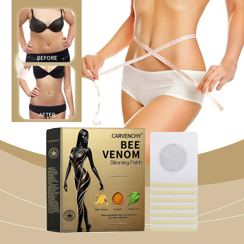 7Pcs Targets Stubborn Fat Eliminates Body Toxins Belly Weight Loss Bee Venom Slimming Patches For Lymphatic Drainage